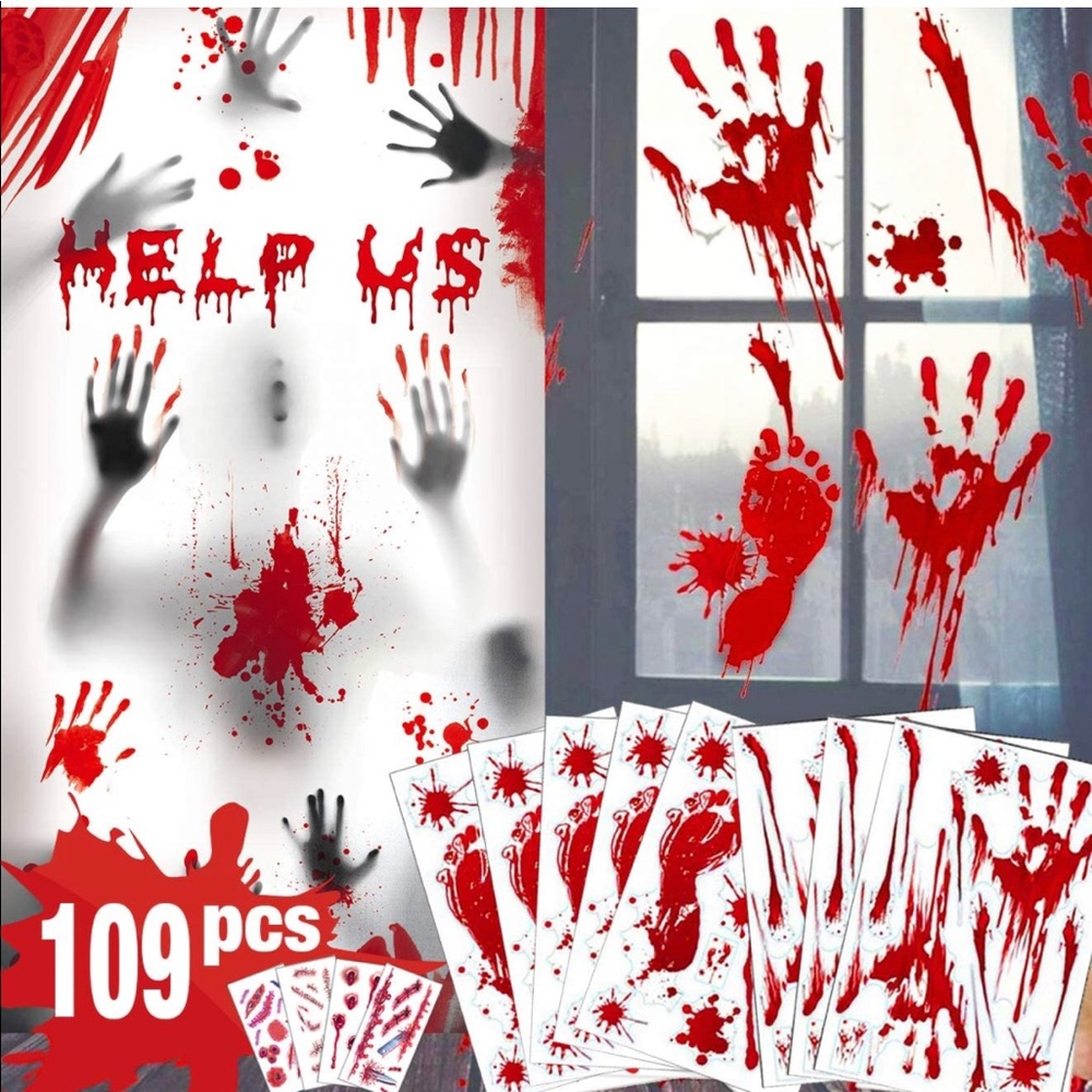 109 PCS Halloween Window Clings, floor clings